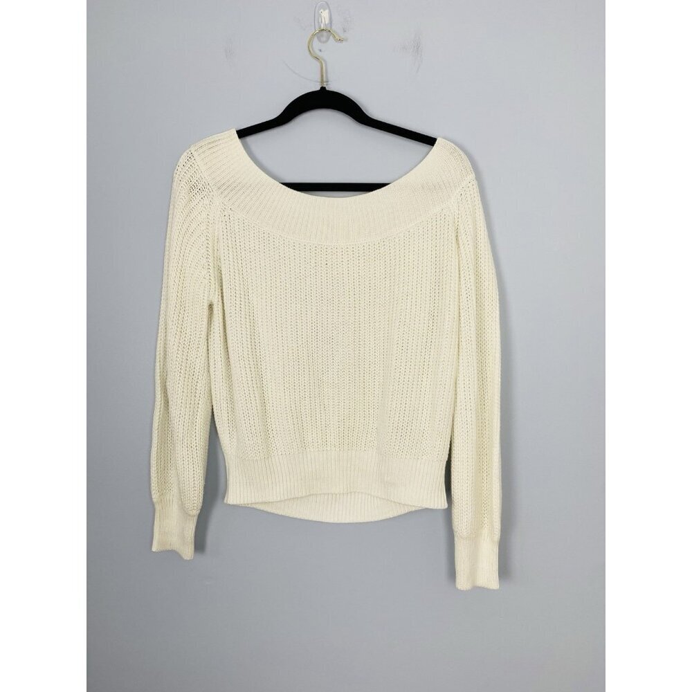 Ee:some Eesome Womens Size S/M Boat Neck Knit Oversized Slouchy White Sweater